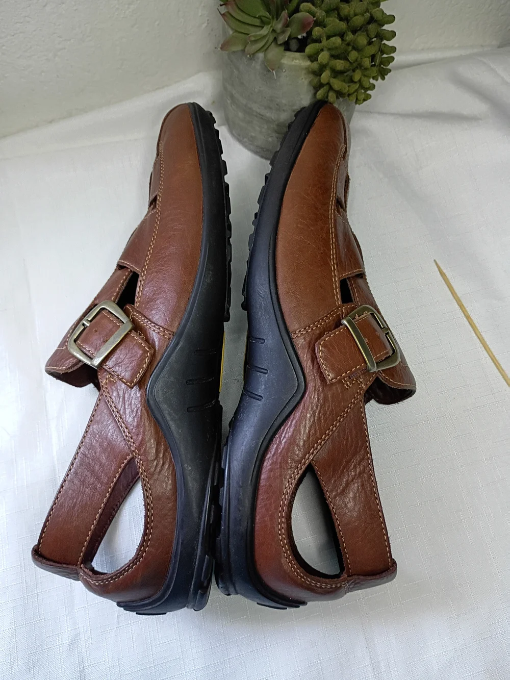 Cole Haan Tucker Sandals Men's Brown Leather Fisherman  Slip-On Shoes Size 11.5
